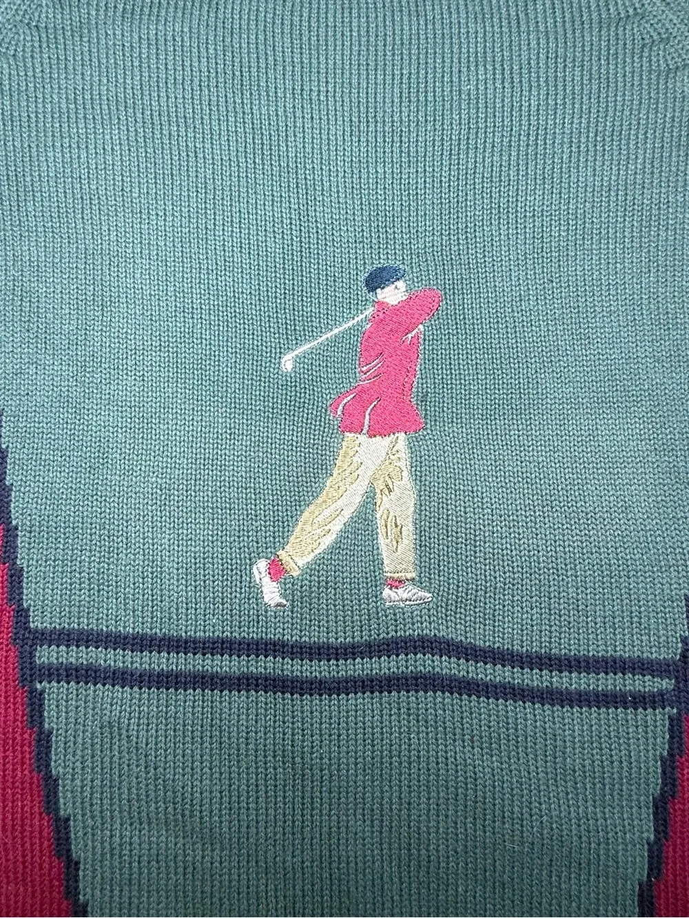 Vintage U.S. Open Golf Collection Men's L Cotton Embroidered Intarsia Sweater